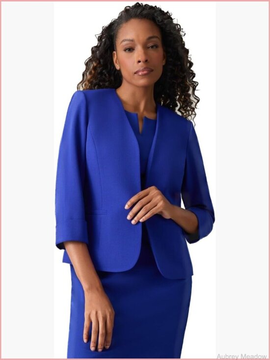 Jackets & Blazers - Petite Blazer with Rolled Cuff Sleeves - Office Wear